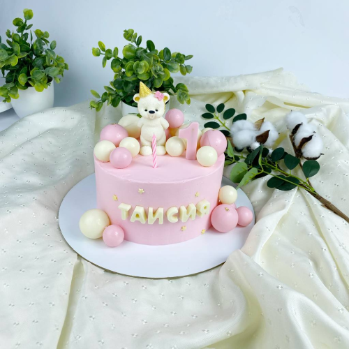  розовый с мишкой - кондитерская Кондитерская Сита Рама в Комсомольск-на-Амуре заказать торт десерт пирожное онлайн