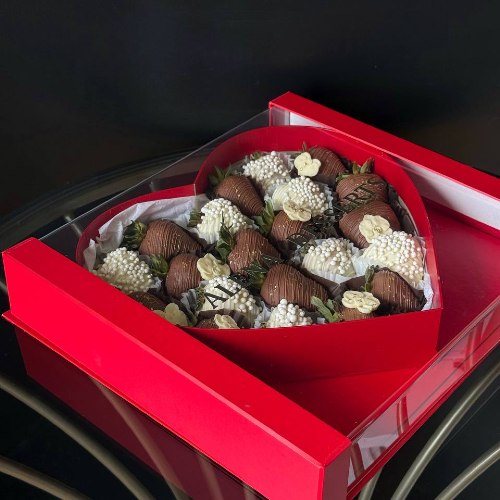 Сердце L прозрачная крышка - кондитерская Alena desserts | Торт СПб | Клубника в шоколаде | Торт бомба | Бенто торт СПб в Санкт-Петербург заказать торт десерт пирожное онлайн